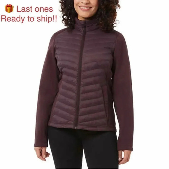 32 Degrees Ladies' Mixed Media Jacket X-Small Burgundy & Black - Picture 1 of 7